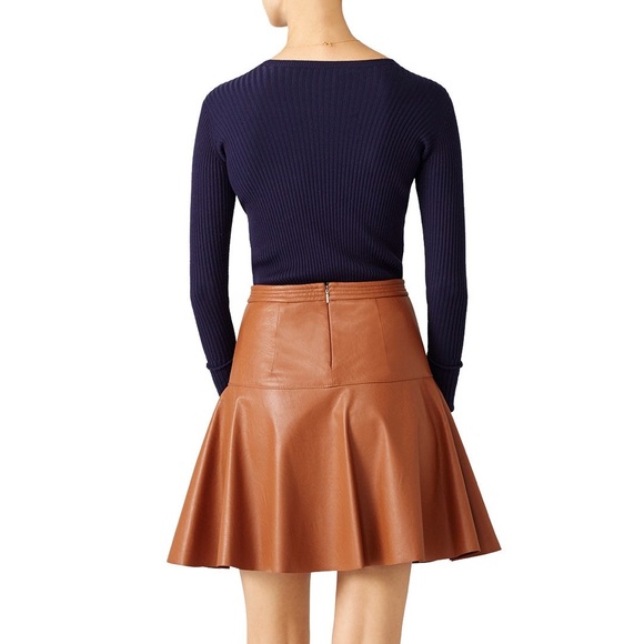 Rebecca Taylor Cognac Vegan Leather Skirt - Picture 3 of 10